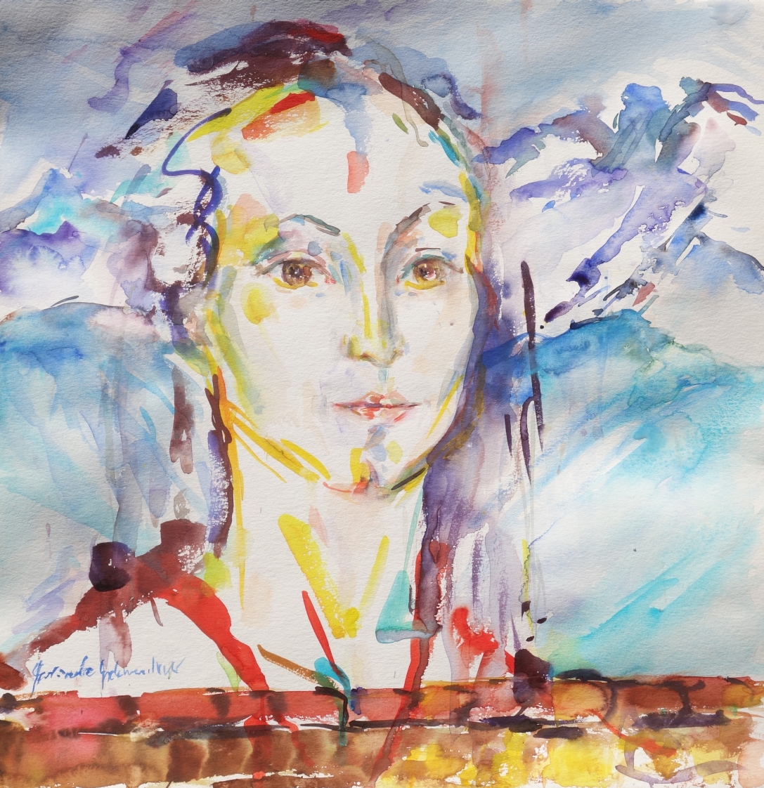 NR 5 Prtrait in Landschaft Aquarell